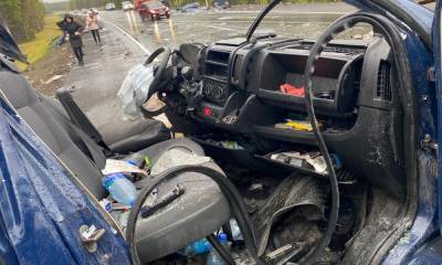 Очевидцы сделали фото страшной аварии в Карелии, в которой погибли два водителя