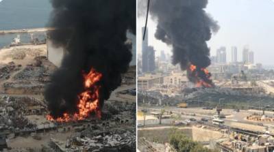 Бейрут в огне. Мощный пожар накрыл порт через месяц после катастрофического взрыва — главное