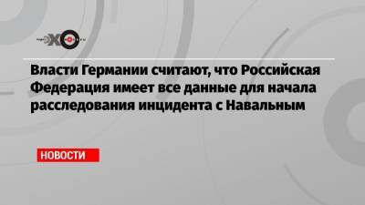 Власти Германии считают, что Российская Федерация имеет все данные для начала расследования инцидента с Навальным