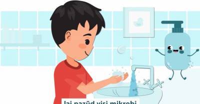 ВИДЕО: Поющий голосом Интара Бусулиса мистер Мыльчик научит латвийских детей правильно мыть руки