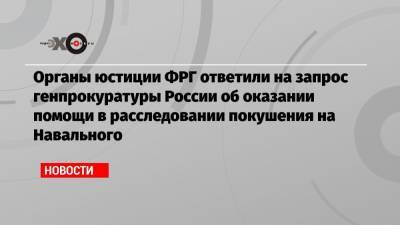 Органы юстиции ФРГ ответили на запрос генпрокуратуры России об оказании помощи в расследовании покушения на Навального