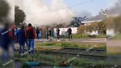 Крупныый пожар в Кемерове попал на видео