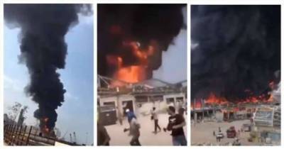 Новая напасть в Бейруте: сильнейший пожар разгорелся во взорванном порту (3 фото + 2 видео)