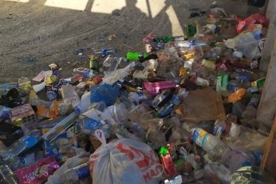 Жители Новомосковска показали горы мусора на остановке маршруток