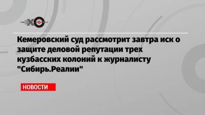 Кемеровский суд рассмотрит завтра иск о защите деловой репутации трех кузбасских колоний к журналисту «Сибирь.Реалии»