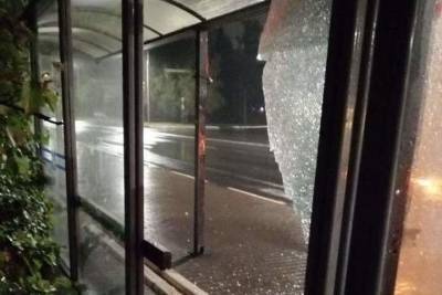 Псковские вандалы разбили стеклянный павильон на остановке