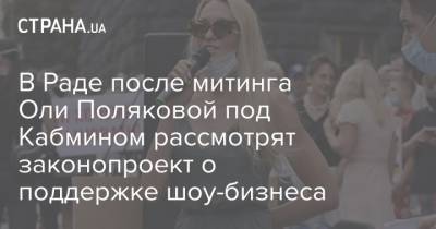 В Раде после митинга Оли Поляковой под Кабмином рассмотрят законопроект о поддержке шоу-бизнеса