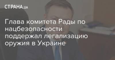 Глава комитета Рады по нацбезопасности поддержал легализацию оружия в Украине