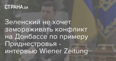 Зеленский не хочет замораживать конфликт на Донбассе по примеру Приднестровья - интервью Wiener Zeitung