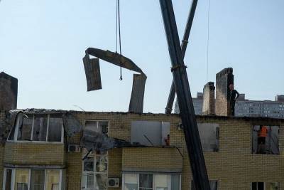 В Краснодаре продолжают восстанавливать 8-этажный дом по ул. Российской после крупного пожара