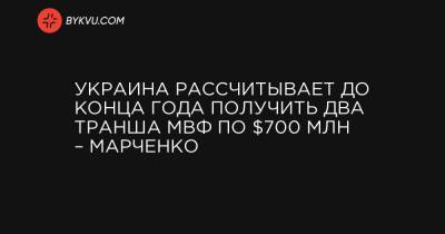 Украина рассчитывает до конца года получить два транша МВФ по $700 млн – Марченко