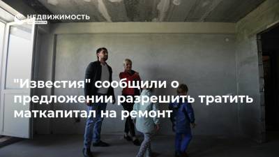 "Известия" сообщили о предложении разрешить тратить маткапитал на ремонт