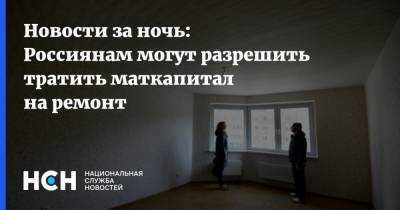 Новости за ночь: Россиянам могут разрешить тратить маткапитал на ремонт