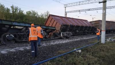 В Липецкой области восемь вагонов грузового поезда сошли с рельсов
