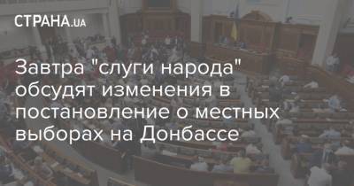 Завтра "слуги народа" обсудят изменения в постановление о местных выборах на Донбассе