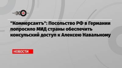 «Коммерсантъ»: Посольство РФ в Германии попросило МИД страны обеспечить консульский доступ к Алексею Навальному