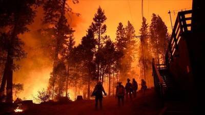 Лесные пожары в США в 2020 году заставили людей эвакуироваться в стихийные лагеря, несмотря на коронавирус