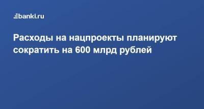 Расходы на нацпроекты планируют сократить на 600 млрд рублей