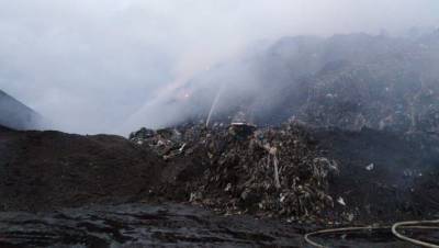На территории мусорного завода в Ленобласти горела свалка