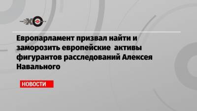 Европарламент призвал найти и заморозить европейские активы фигурантов расследований Алексея Навального