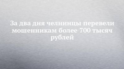 За два дня челнинцы перевели мошенникам более 700 тысяч рублей