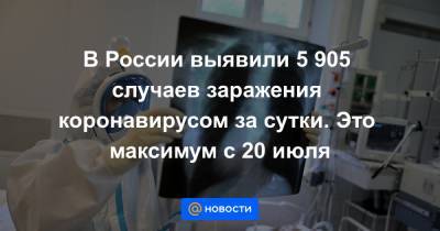 В России выявили 5 905 случаев заражения коронавирусом за сутки. Это максимум с 20 июля
