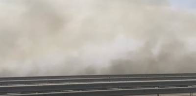 Ландшафтный пожар на трассе Азов — Ростов: пламя охватило 300 м по фронту
