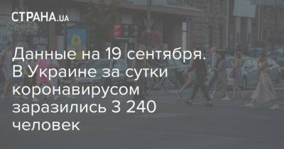 Данные на 19 сентября. В Украине за сутки коронавирусом заразились 3 240 человек