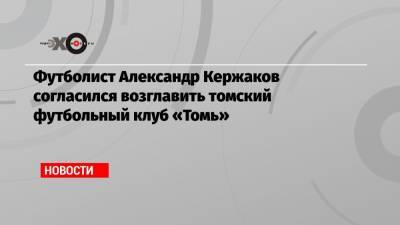 Футболист Александр Кержаков согласился возглавить томский футбольный клуб «Томь»