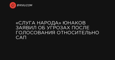 «Слуга народа» Юнаков заявил об угрозах после голосования относительно САП