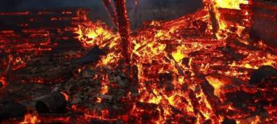 Пламя пожара озарило "Солнечный берег" в Карелии