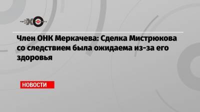 Член ОНК Меркачева: Сделка Мистрюкова со следствием была ожидаема из-за его здоровья