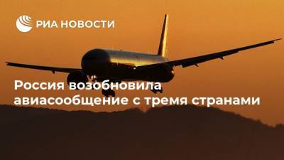 Россия возобновила авиасообщение с тремя странами
