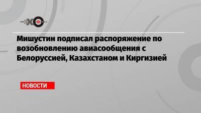 Мишустин подписал распоряжение по возобновлению авиасообщения с Белоруссией, Казахстаном и Киргизией