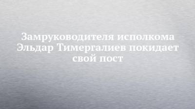 Замруководителя исполкома Эльдар Тимергалиев покидает свой пост