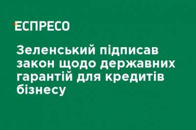 Зеленский подписал закон о государственных гарантиях для кредитов бизнеса