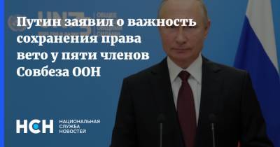 Путин заявил о важность сохранения права вето у пяти членов Совбеза ООН