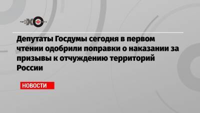 Депутаты Госдумы сегодня в первом чтении одобрили поправки о наказании за призывы к отчуждению территорий России