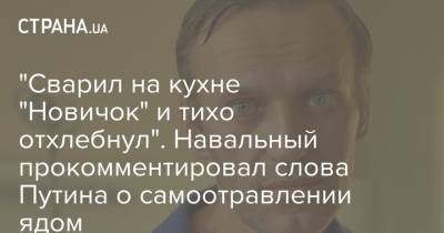 "Сварил на кухне "Новичок" и тихо отхлебнул". Навальный прокомментировал слова Путина о самоотравлении ядом