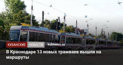 В Краснодаре 13 новых трамваев вышли на маршруты