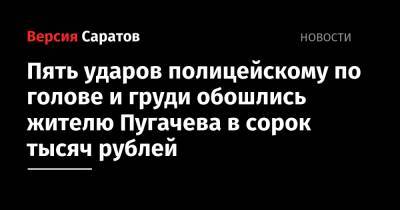 Пять ударов полицейскому по голове и груди обошлись жителю Пугачева в сорок тысяч рублей