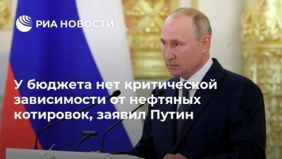 У бюджета нет критической зависимости от нефтяных котировок, заявил Путин