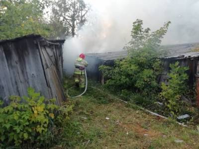 Сразу несколько сараев сгорели у дома в Липецкой области