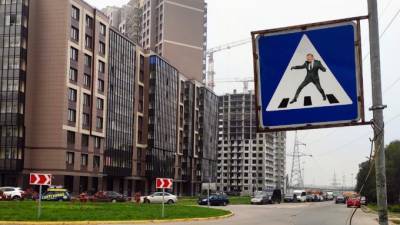 В Шушарах установили "беглый" знак с изображением губернатора Петербурга