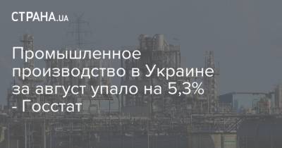 Промышленное производство в Украине за август упало на 5,3% - Госстат