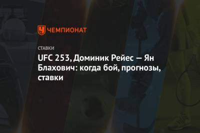 UFC 253, Доминик Рейес — Ян Блахович: когда бой, прогнозы, ставки