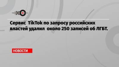 Сервис TikTok по запросу российских властей удалил около 250 записей об ЛГБТ.