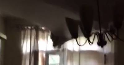 Обрушение потолка в московской квартире попало на видео