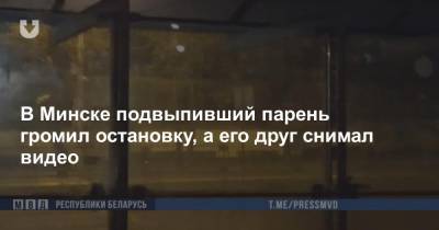 В Минске подвыпивший парень громил остановку, а его друг снимал видео