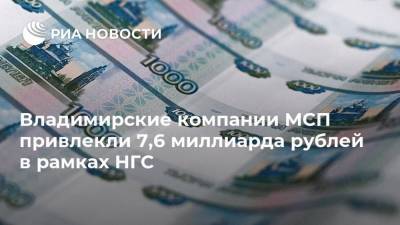 Владимирские компании МСП привлекли 7,6 миллиарда рублей в рамках НГС